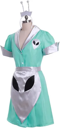 Vista 2 de Roswell Crashdown Cosplay Disfraz de Liz Parker Cafe camarera vestido de criada