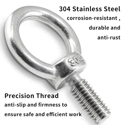 Vista 3 de Bonsicoky 6 pernos de ojo de elevación M6, acero inoxidable 304 rosca masculina maquinaria anillo de ojo perno de ojo resistente 304 Stainless