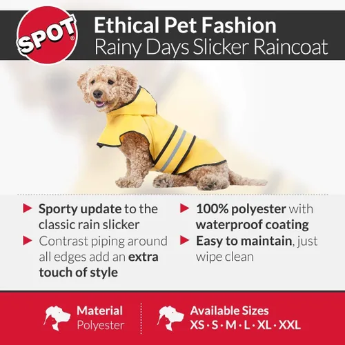 Vista 9 de Fashion Pet días lluviosos Slicker Amarillo Raincoat, XS, Amarillo