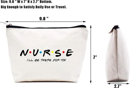 Vista 2 de LIBIHUA Bolsa de maquillaje Bolsa de cosméticos Bolsa de viaje, Enfermera estaré ahí para ti, 331-enfermera estaré ahí para ti