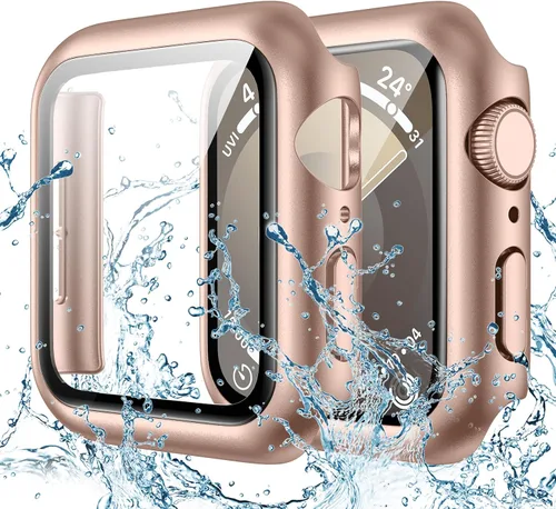 Vista 15 de Goton - Funda impermeable para Apple Watch 38 mm Series 3 2 1, protector de pantalla de vidrio templado, protección completa de policarbonato duro