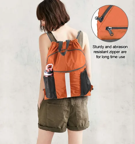 Vista 5 de BeeGreen Mochila con cordón y compartimento para zapatos, mochila grande para gimnasio y deportes