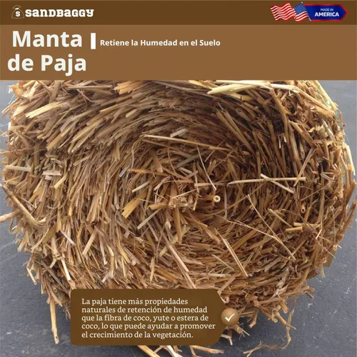 Vista 6 de Sandbaggy - Rollos de paja para control de erosión de doble red para pendientes, canales de flujo moderado, siembra de césped, barrera de malezas, 4