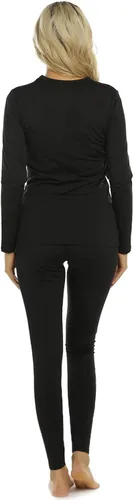 Vista 4 de Conjunto de ropa interior térmica para mujer, pantalones largos con forro polar, capa base suave y parte inferior