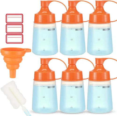 Vista 11 de Botellas de plástico para condimentos para salsas de boca ancha, dispensador de botellas para aderezo de ensalada, aceite de cocina, salsa