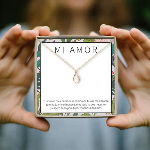 Vista 6 de Dear Ava Collar de regalo para mujeres y niñas, colgante de joyería moderna ajustable, idea de regalo de amor para ella con tarjeta sincera, regalos
