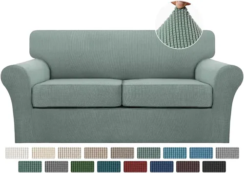 Vista 60 de Turquoize 2 fundas para sillas de sala de estar, funda de sofá con fundas de cojín individuales, funda de muebles para sillas (silla, beige biscotti)