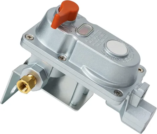 Vista 2 de Skyflame Regulador de propano RV de dos etapas con cambio automático, kit de conexión de tanque de propano dual con 2 piezas de mangueras trenzadas