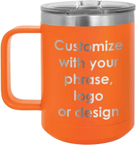 Vista 8 de Personalizado Negro 15 oz taza de café w/tapa deslizante superior Añadir su texto personalizado con nombres, frase, diseño o logotipo