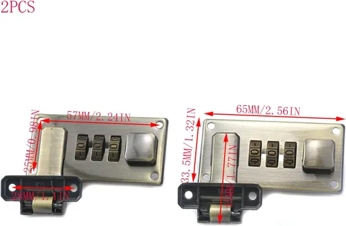Vista 2 de Cerradura de combinación de maleta de equipaje de bronce de 3 dígitos Combination Password Locks, Briefcase Replacement Hasp Lock, Zinc Alloy
