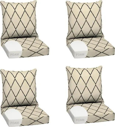 Vista 53 de Arden - Juego de cojines de asiento profundo para exteriores, espuma, 24x24, azulejos Alana