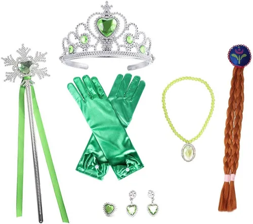 Vista 6 de FUNPARTY Princess Dress Up for Little Girls with Wig,Crown,Mace,Gloves Accessories Age of 3-12 Years