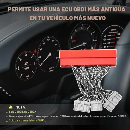 Vista 7 de RED WOLF Arnés de puente de conversión OBD2B a OBD1 ECU compatible con Honda Accord 1998-2002, Civic 1999-2000, Acura Integra 2000-2001, arnés