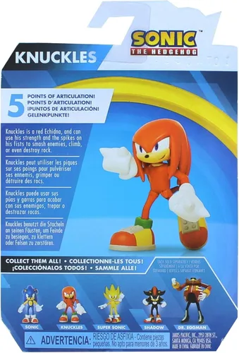 Vista 3 de Sonic The Hedgehog Figura de acción de 2.5 pulgadas Knuckles juguete coleccionable, rojo