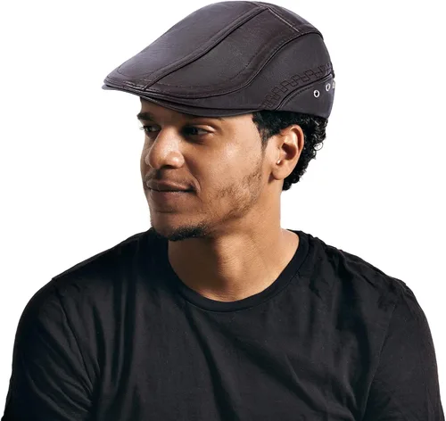 Vista 8 de Gorra clásica de Gatsby Ivy de piel sintética plana para hombre