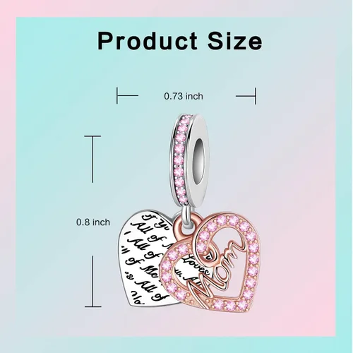 Vista 149 de LUXILLA Abalorio de plata de ley 925 para madre, hija, abuela, para familia, amor, madre, hija, abuela, para pulseras, collares, dijes, abalorios