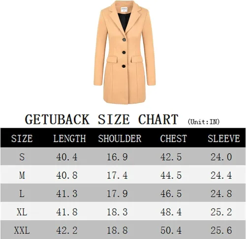 Vista 7 de GETUBACK Abrigo largo medio para mujer, chaqueta de guisante para niñas delgadas
