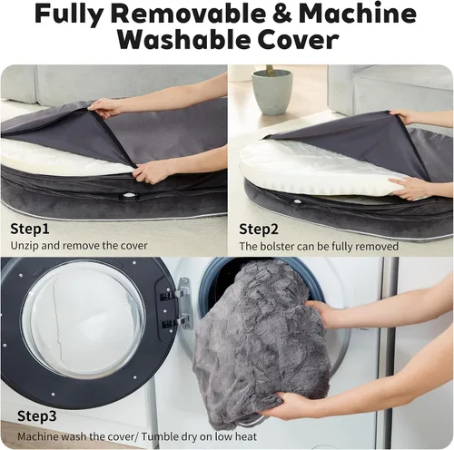 Vista 7 de Cama Sofá Ortopédica para Perros de Tamaño Grande con Soporte de Espuma de Huevo, Cojines Reforzados de Cuatro Lados, Tela Suave Resistente al