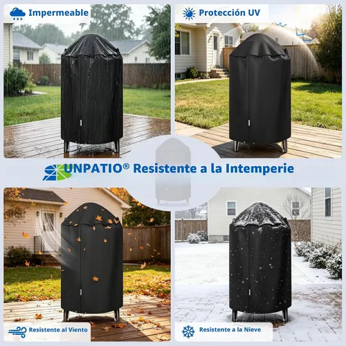 Vista 7 de SunPatio Cubierta redonda para ahumador de 30 pulgadas, resistente e impermeable, para parrilla Weber, Charbroil, Char-Griller Kamado y más