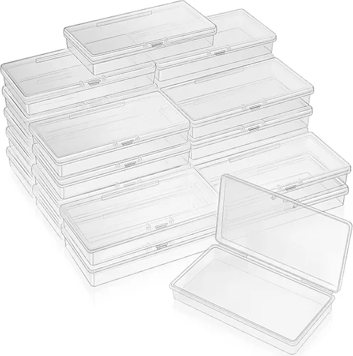 Vista 15 de 24 paquetes de recipientes pequeños de plástico transparente para almacenamiento de cuentas con tapa con bisagras para almacenamiento de objetos