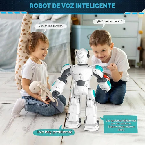 Vista 4 de VATOS - Robot a control remoto para niños extra grande, juguete RC programable de 15.4" con canto, baile, detección de gestos y control de voz