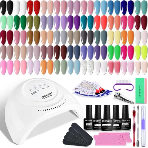 Vista 15 de JODSONE - Kit de esmalte de uñas de gel de 23 piezas, conjunto de esmalte de uñas de gel clásico de moda colorida, 3 botellas de capa base mate