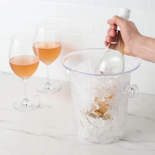 Vista 6 de Cubo de Hielo de Acrílico Transparente Verdadero con Asas, Capacidad de 3 Litros, Cubo Duradero para Vino y Champán, Perfecto para Fiestas, BBQs