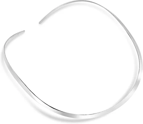 Vista 2 de AeraVida Minimalist Contempo - Gargantilla de plata de ley lisa, Metal