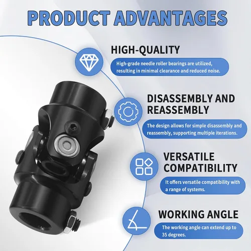 Vista 5 de 11/16 "36 Spline X 3/4" DD Eje de dirección Universal Acoplamiento de junta universal Negro Solo U Joint