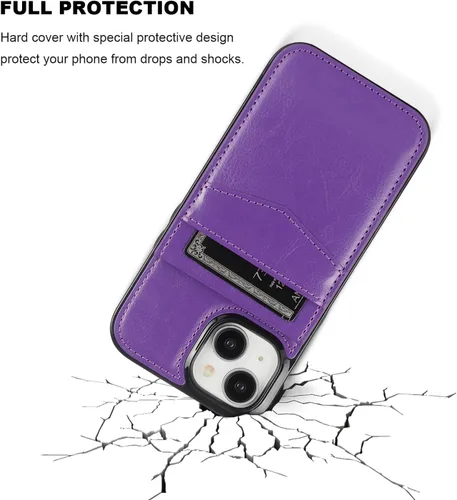 Vista 30 de KIHUWEY - Funda tipo cartera compatible con iPhone 15 con soporte para tarjetas de crédito, cierre magnético, soporte de cuero premium, cubierta