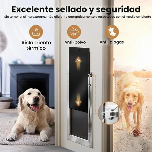 Vista 4 de Puerta para perro de aluminio, resistente a la corrosión, puerta