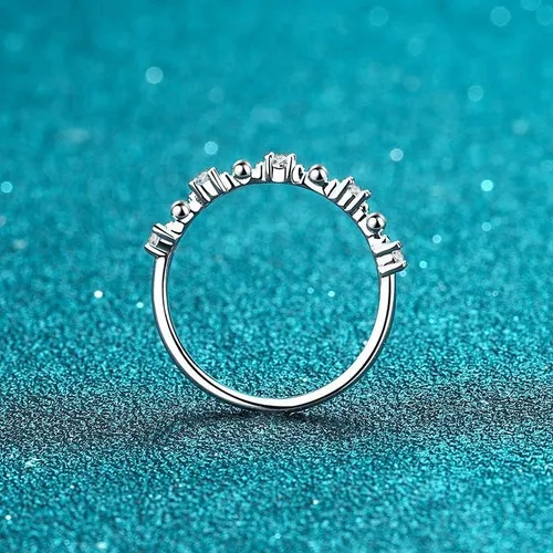 Vista 2 de StarGems 0.075ct Moissanite 925 Silver Platinum Plated Band Ring HB4468