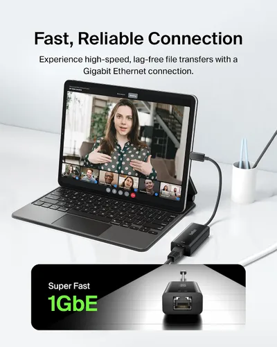 Vista 3 de Belkin Adaptador USB-C a Ethernet, Puerto Ethernet Gigabit Compatible con Dispositivos USB-C, Cable USB-C a Ethernet para MacBook Pro y Laptops Dell