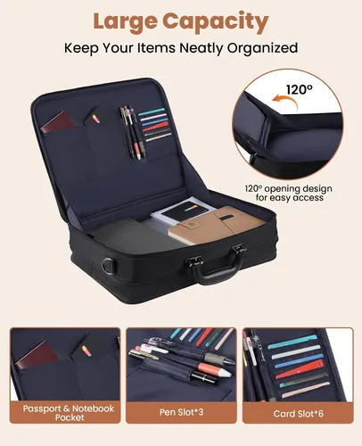 Vista 4 de Jetviivid Maletín para laptop para hombres de 15.6 a 16 pulgadas, bolsa ligera de fijación, bolsa de trabajo de negocios, funda de transporte