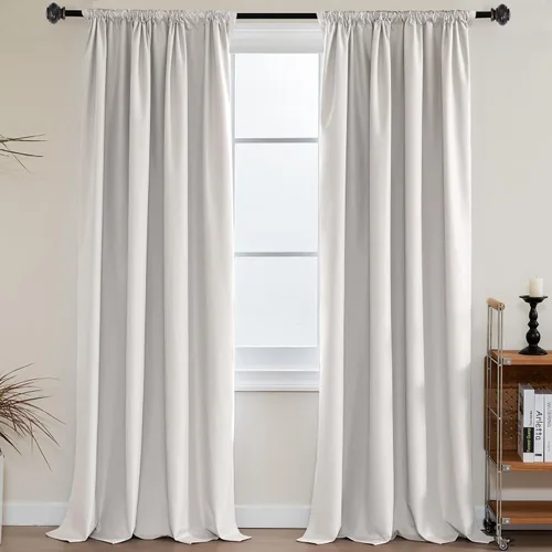 Vista 10 de H.VERSAILTEX Cortinas 100% de opacidad para cocina, con aislamiento térmico, cortinas opacas completas con forro blanco, cortinas de eficiencia