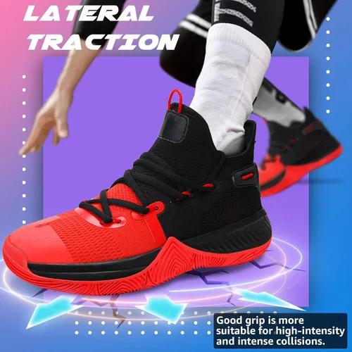 Vista 3 de WETIKE - zapatillas de básquetbol antideslizantes para niños y niñas, zapatillas para correr al aire libre (niños pequeñosniños grandes)