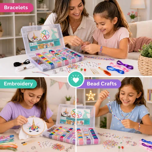 Vista 3 de Athena's - Juego de 200 pulseras de la amistad, kit de fabricación de pulseras con caja organizadora, incluye 100 piezas de hilo de hilo de hilo