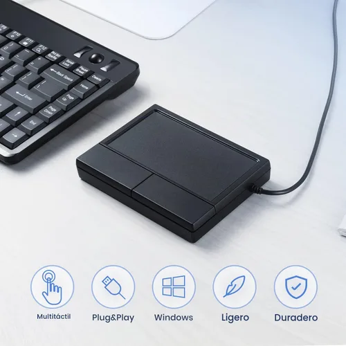 Vista 2 de Perixx PERIPAD-504 - Panel táctil USB con cable, trackpad portátil para usuarios de escritorio y portátiles, tamaño grande, grande