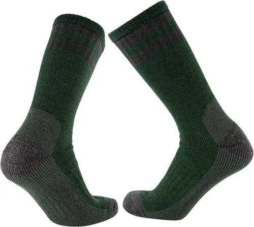 Vista 5 de CEREBRO Calcetines de lana merino para hombre, calcetines acolchados a media pantorrilla, que absorben la humedad, calcetines de senderismo