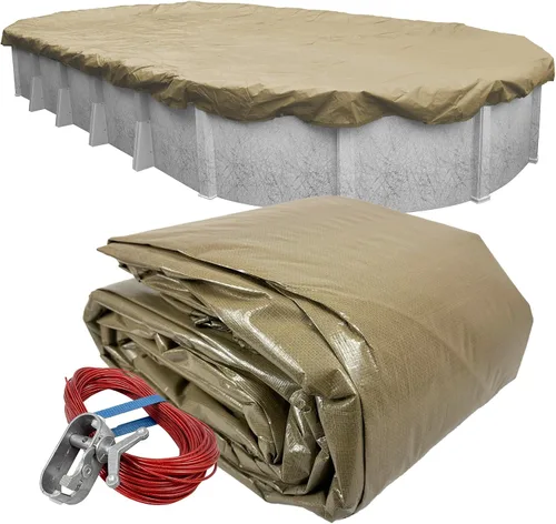 Vista 7 de Pool Mate Cubierta ovalada de magnesio para piscina de invierno de lujo de 10 x 15 pies para piscinas sobre el suelo, superposición de 4 pies