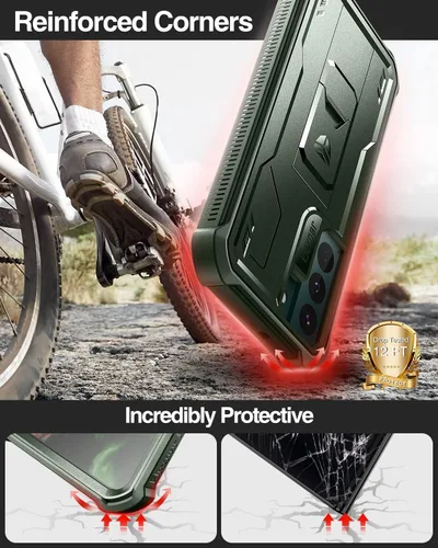 Vista 3 de Dexnor Funda para Samsung Galaxy S22 Plus, [Protector de Pantalla Integrado y Soporte] Protección de Grado Militar de Servicio Pesado a Prueba