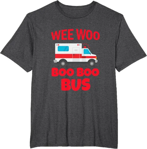 Vista 16 de Wee Woo Boo Boo Bus First Responder - Camiseta divertida de ambulancia, Negro, S