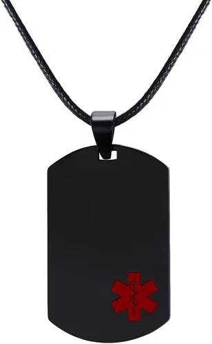 Vista 57 de VNOX Collar con colgante personalizado de acero inoxidable con grabado personalizado para identificación de alerta médica de emergencia para hombres