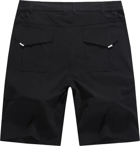 Vista 2 de Pantalones cortos elásticos de secado rápido para hombre, pantalones cortos de trabajo ligeros, 6 bolsillos para ciclismo, viajes, camping