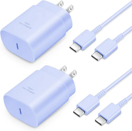Vista 23 de GUUSMART Cargador tipo C, paquete de 2 cables de carga USB C de 25 W de largo y 6 pies Cargador tipo C Bloque de carga rápida compatible con Negro
