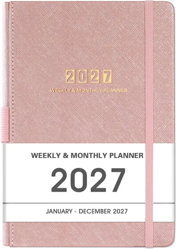 Vista 17 de Agenda 2027, semanal y mensual, enero 2027 - diciembre 2027 Azul cielo D