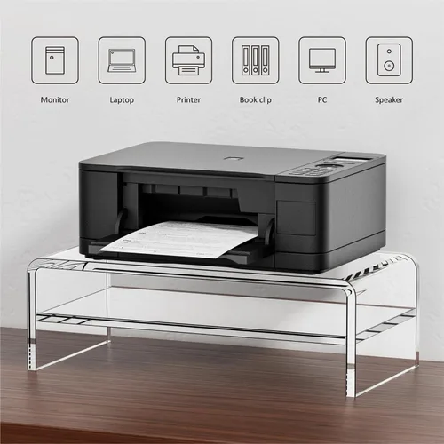 Vista 5 de Egchi Soporte Elevador de Monitor de Acrílico, Soporte Elevador de Monitor de Computadora Transparente de 2 Niveles para Oficina en Casa y Negocios