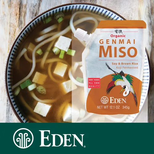 Vista 6 de Genmai Miso, Frijol de soja orgánico/arroz integral 12.1 oz Pkg