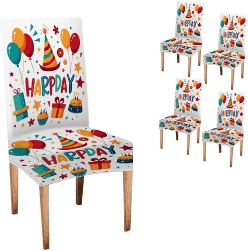 Vista 214 de CAPSCEOLL Christmas Dining Chair Covers,Snowflakes Festive Winter Pattern Stretch Chair Covers for Dining Room Set of 2 Washable Spandex Parson