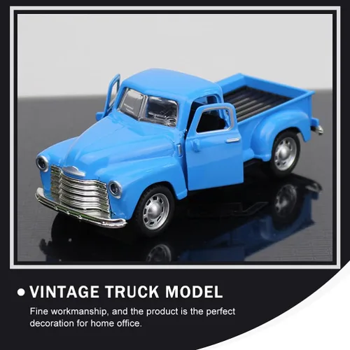 Vista 2 de Toyvian Modelo de autos clásicos de metal fundido a presión, figura de camioneta antigua, de aleación, vintage, coleccionable, juguete, mini